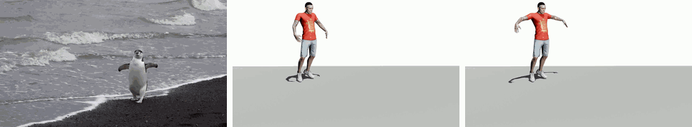 Editing human arm spread during penguin-like walking