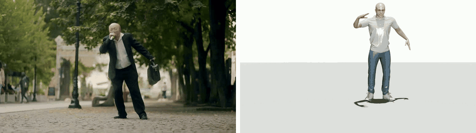 Human walking reference video and generated human motion
