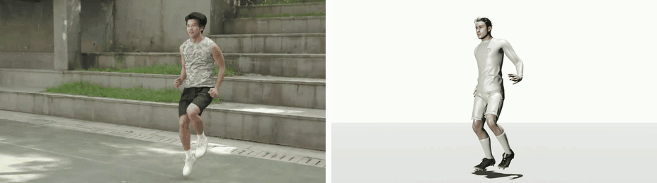 High-knee human reference video and generated human motion