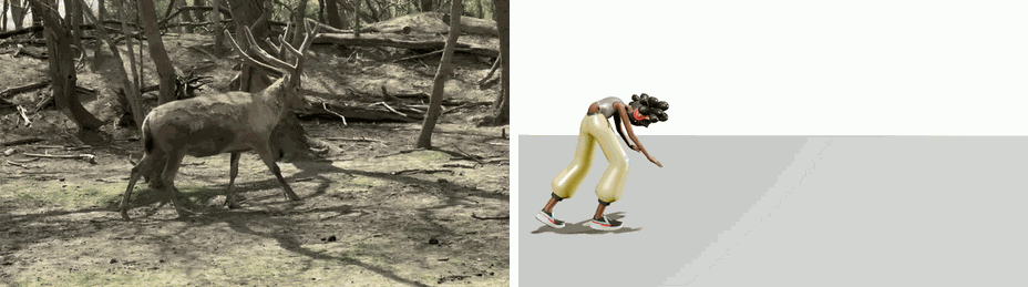 Deer walk reference video and generated human motion