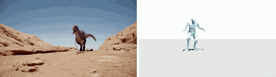 Dinosaur walk reference video and generated human motion